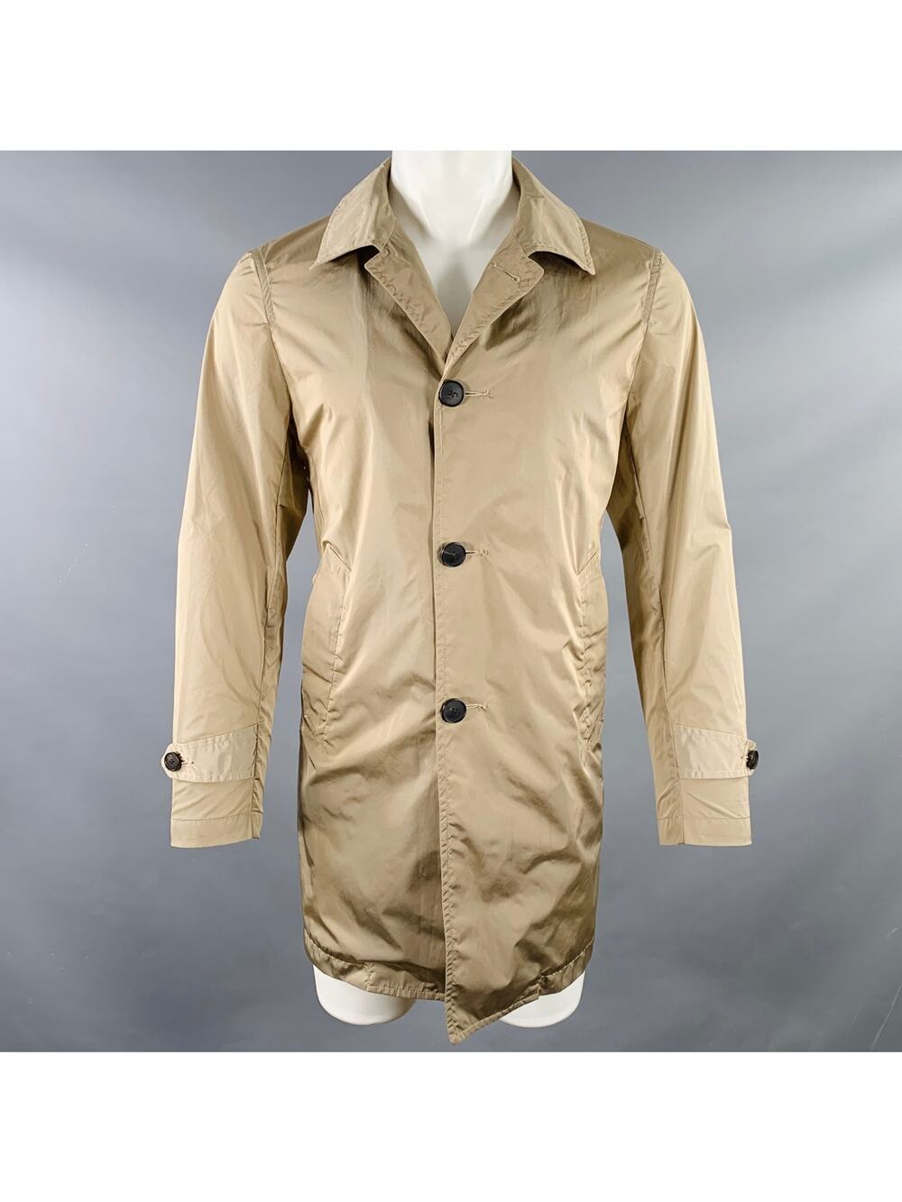 UNITED ARROWS Size M Khaki Nylon Single Breasted Trenchcoat